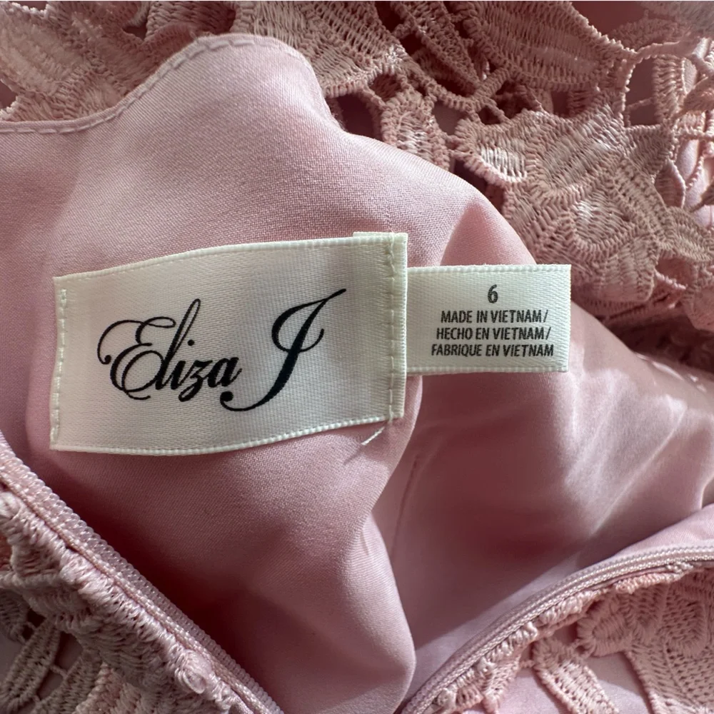 Eliza J Asymmetrical Size 6 Lace Dress in Blush - Picture 3 of 3